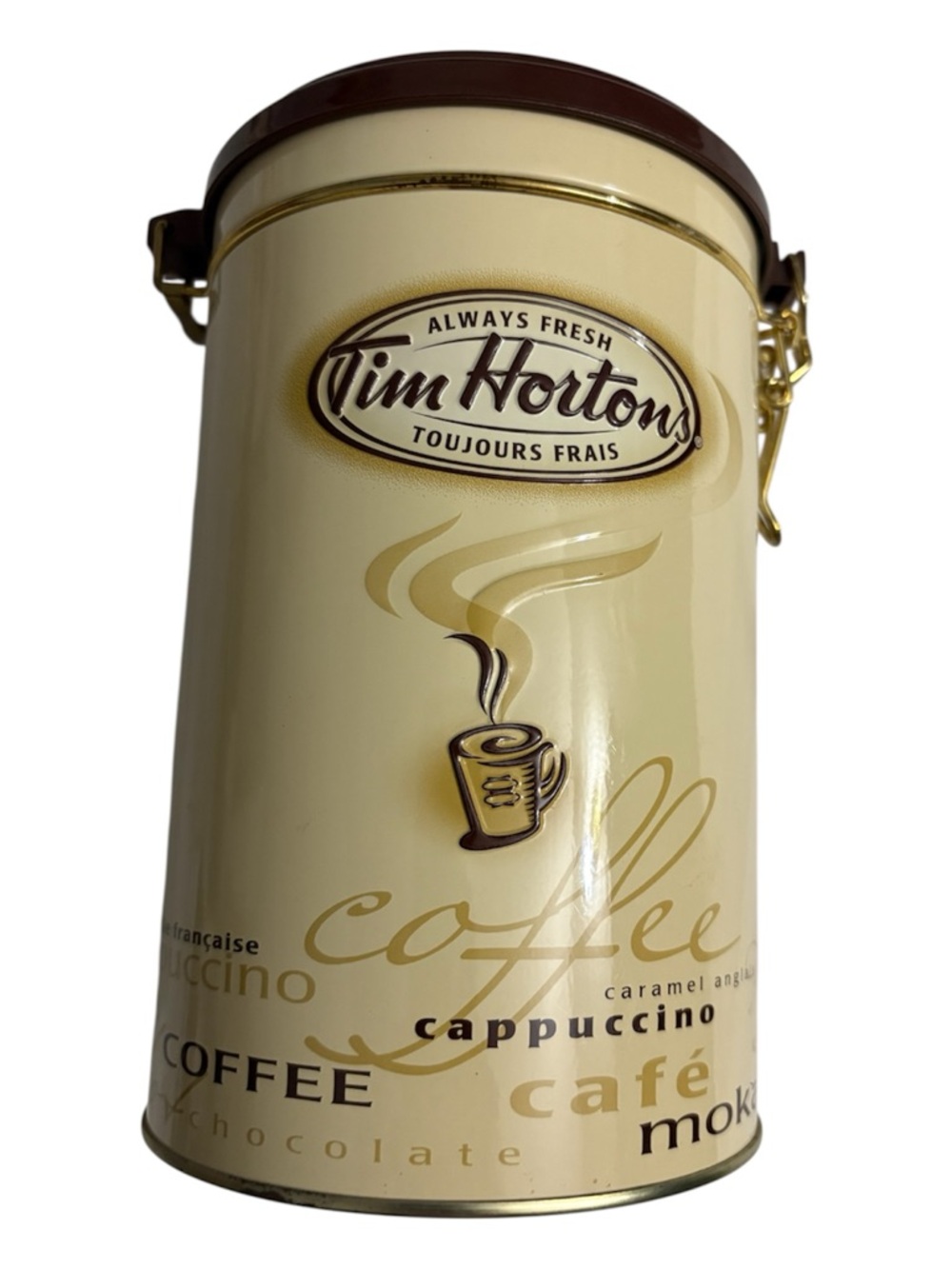 Tim Hortons Coffee Canister – Decorative Cream and brown Storage Tin